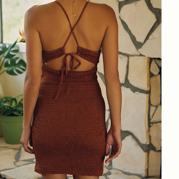 Brown Smocked Anthro Dress - Picture 3 of 3